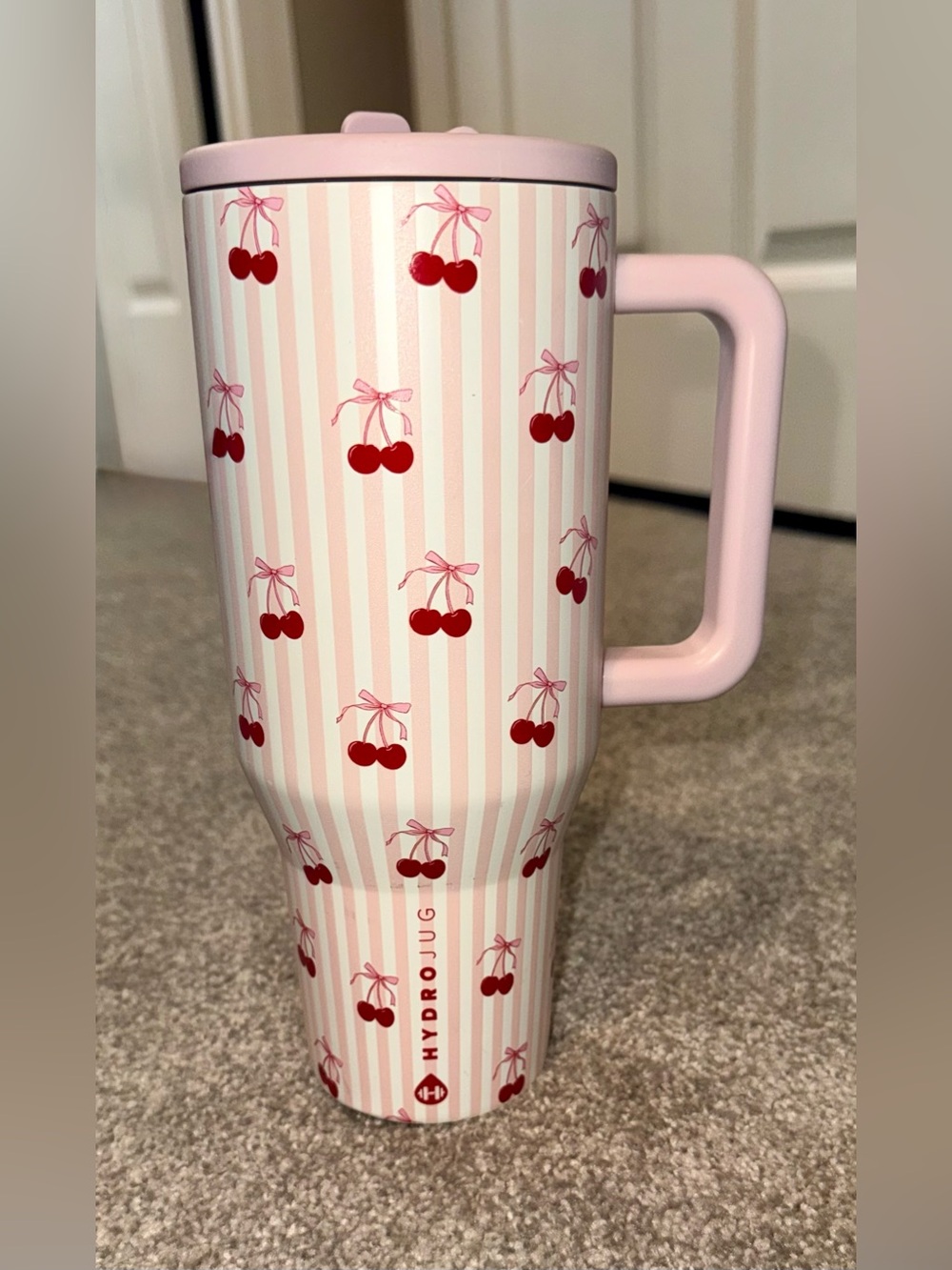 HydroJug Sweet Cherry 🍒 32oz Pink Tumbler with Lid but NO STRAW!